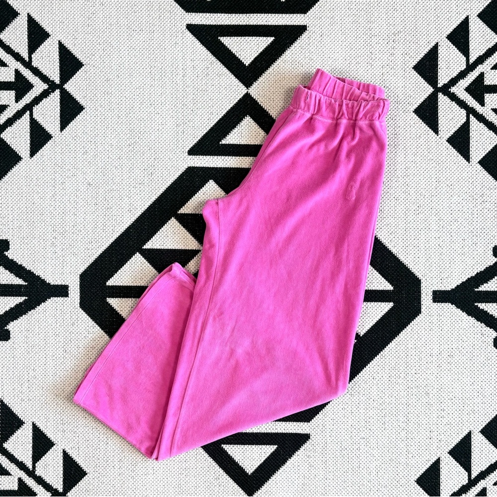 Lonely Ghost Y2K Pink Velour Rhinestone Wide Leg Tracksuit Pants Medium